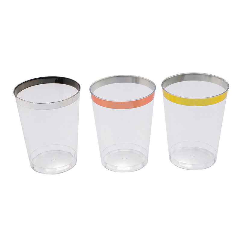 Cốc nhựa 10 oz viền kim loại bóng